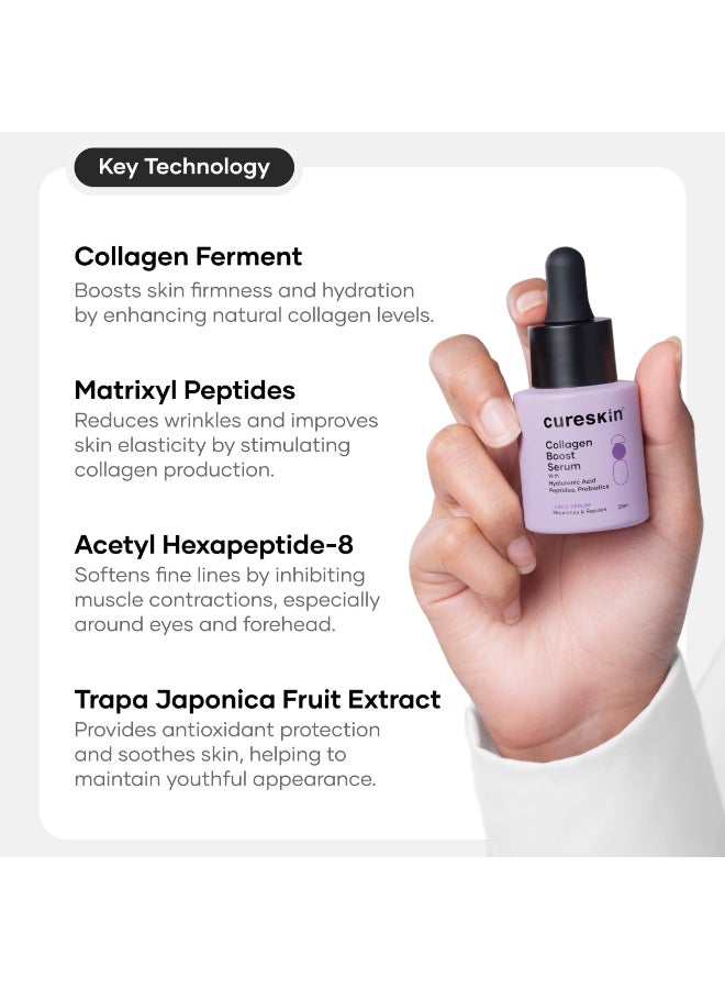 Cureskin Collagen Peptides for Women | Collagen Boost Hyaluronic Acid Serum | Plumps & Repairs with Hyaluronic Acid, Peptides and Probiotics - Image 4